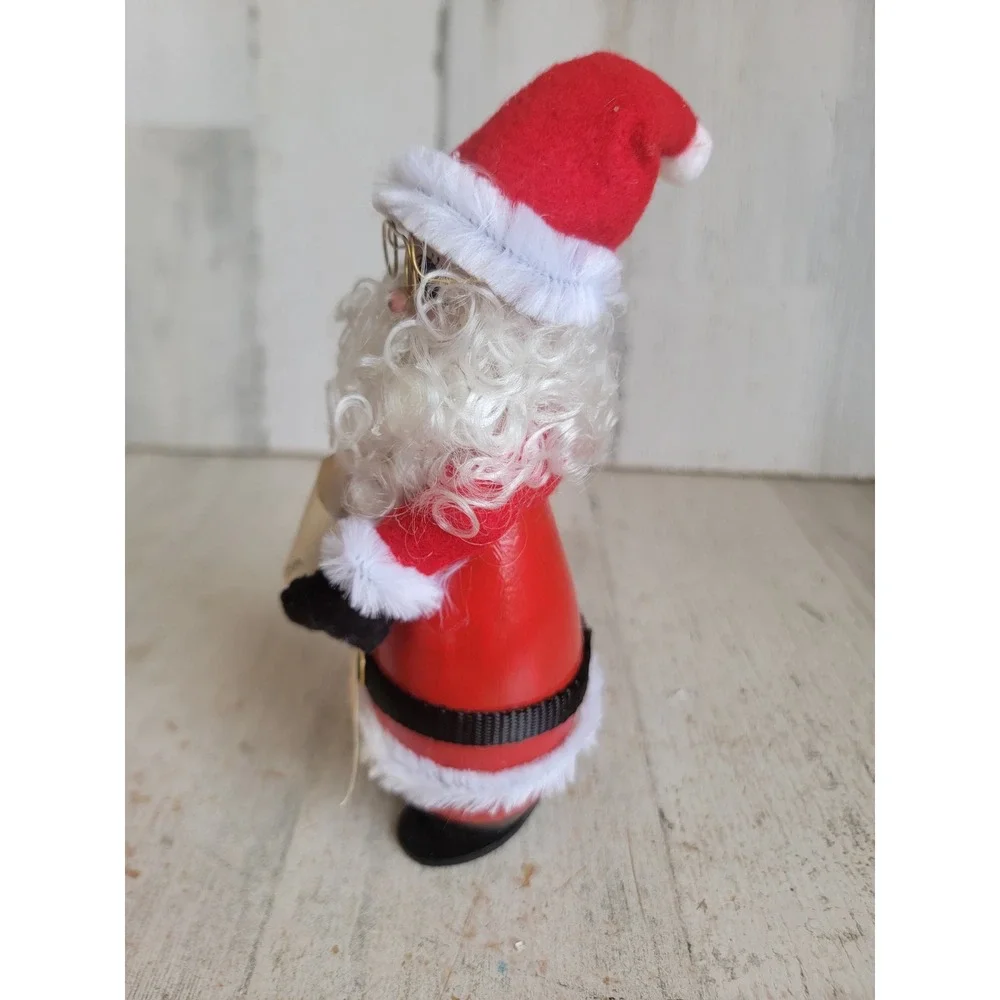 Santa Claus naughty nice list wooden doll vintage Xmas glasses home decor